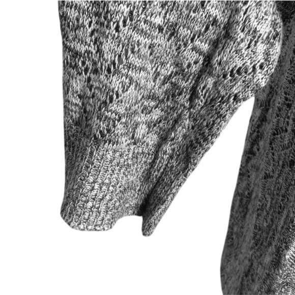 OneWorld Size 2X Womens Cardigan Sweater Open Front Gray Black Chevron Knit - Picture 7 of 10